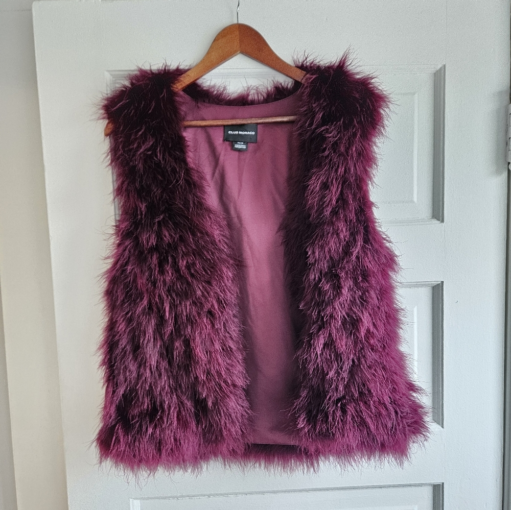 Club Monaco Faux Fur Vest in Deep Plum